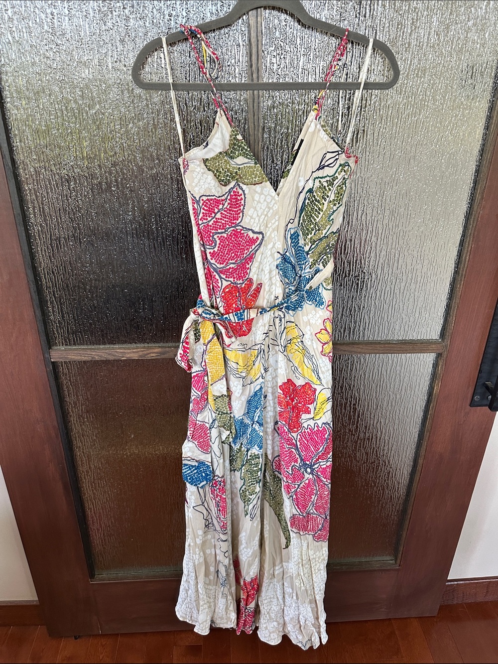 Saaksha & Kinni Periwinkle Bandhani Print V Neck Column Dress With Belt Size Xs — image 6 of 8